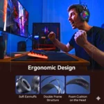 Professional】 Original Wauer E21 Gaming Headphones Rgb with Mic for PC, Pubg Mobile, PS4, Laptop - 360 Surround Sound Super Bass Vibration Over the Ear Wired Head Phones Headset for Gaming with Noise Cancelling Micophone