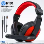 H130 Gaming Headphones - Over-Ear Stereo Sound Headset with 360° Adjustable Noise Reducing Microphone for PC, Laptop, Mobile, PS4, Xbox - 3.5mm Wired Plug - Red & Black - By FunBug